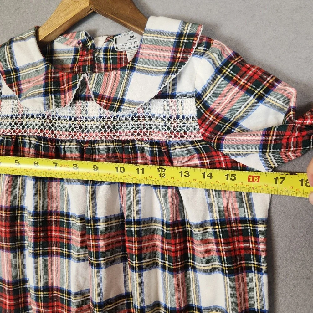 Petite Plume Nightgown‎ Girl's 8 Multicolor Plaid Smocked Preppy Classic Holiday